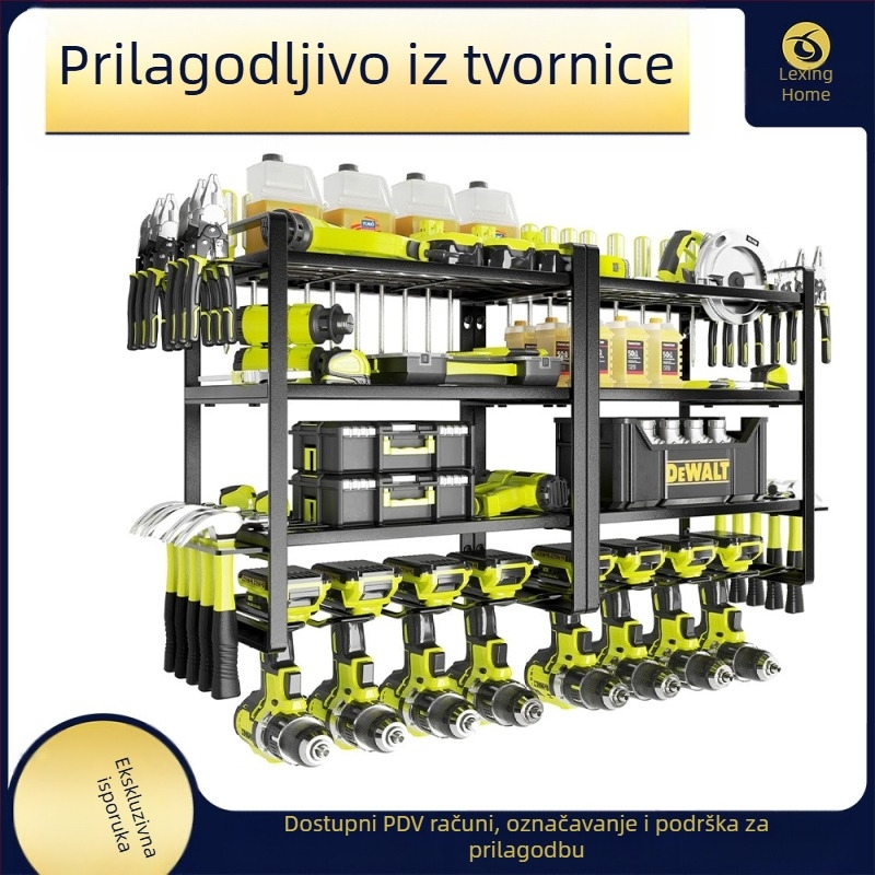 Prijenosni metalni regal za alat s kotačićima, 3 etaže, podni stalak, paket od 2 komada