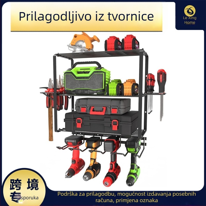 Prijenosni metalni regal za alat s kotačićima, 3 etaže, podni stalak, paket od 2 komada