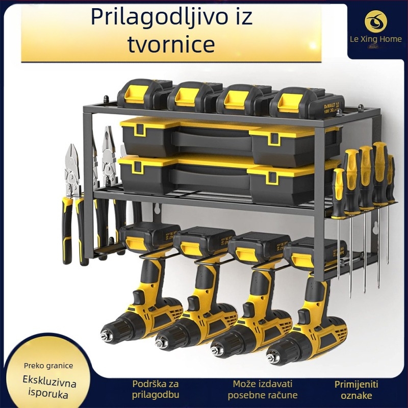 Prijenosni metalni regal za alat s kotačićima, 3 etaže, podni stalak, paket od 2 komada