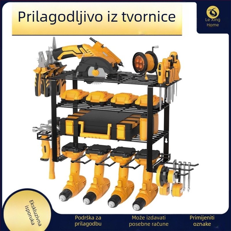 Prijenosni metalni regal za alat s kotačićima, 3 etaže, podni stalak, paket od 2 komada