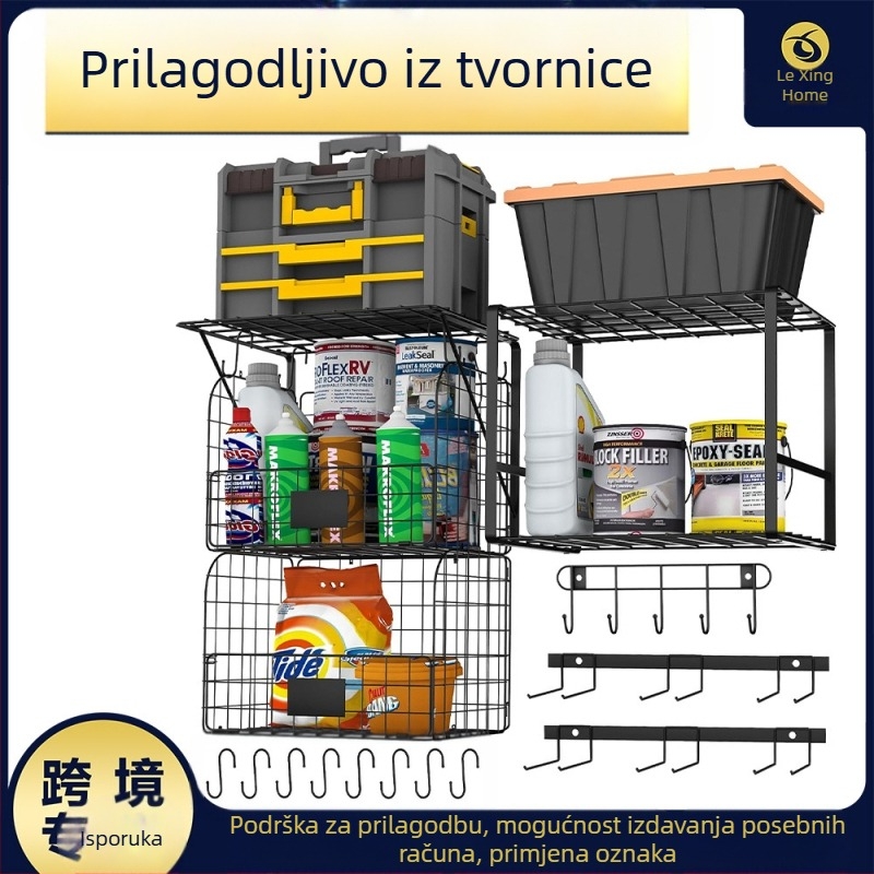 Prijenosni metalni regal za alat s kotačićima, 3 etaže, podni stalak, paket od 2 komada