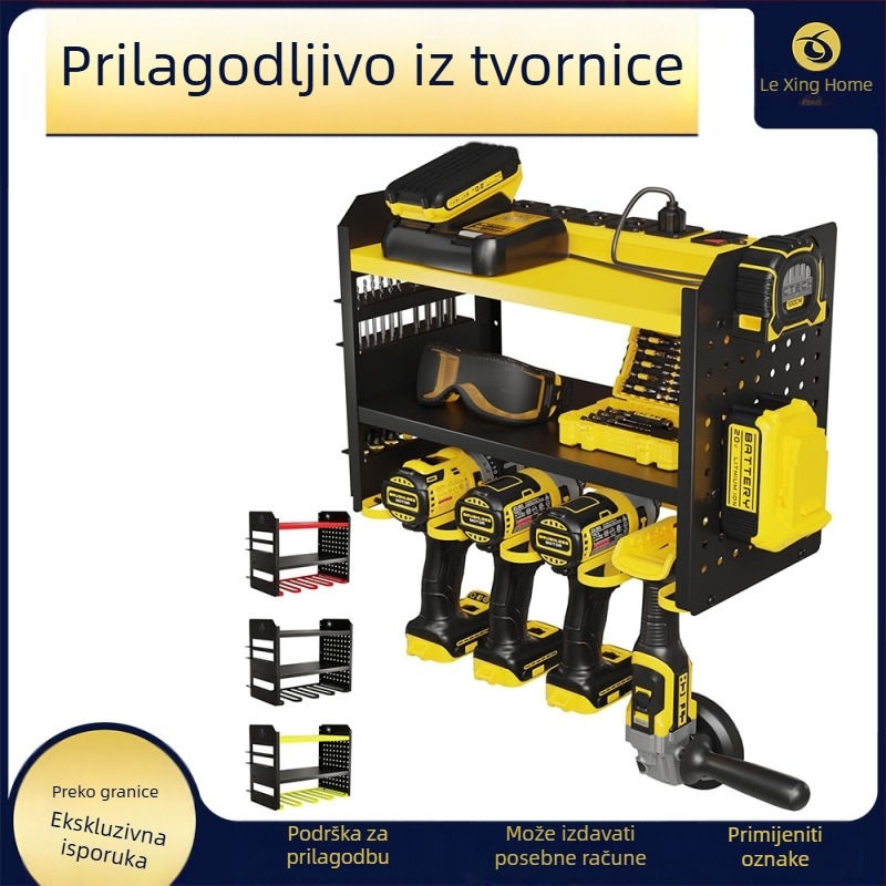 Prijenosni metalni regal za alat s kotačićima, 3 etaže, podni stalak, paket od 2 komada