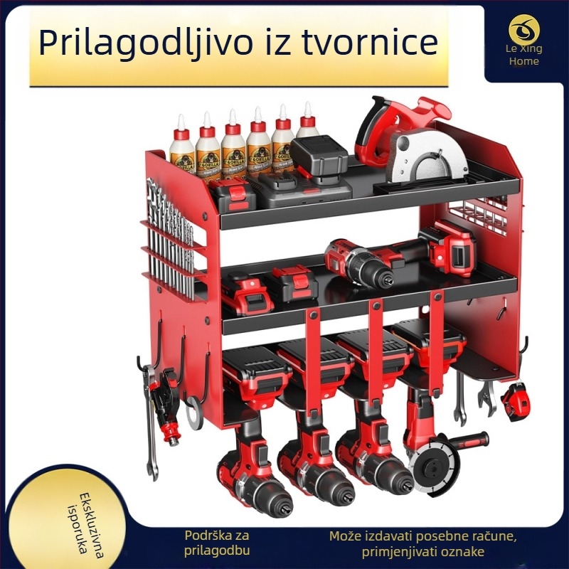 Prijenosni metalni regal za alat s kotačićima, 3 etaže, podni stalak, paket od 2 komada