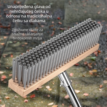 Četka za pod od nehrđajućeg čelika s dugim držalom za vanjsko uklanjanje mahovine