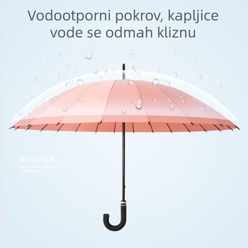 Kišobran s dugom drškom, 12 rebara, najlon tkanina 170T, silikon rebara, aluminijska drška, ručno otvaranje