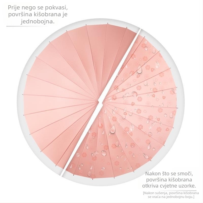 Kišobran s dugom drškom, 12 rebara, najlon tkanina 170T, silikon rebara, aluminijska drška, ručno otvaranje