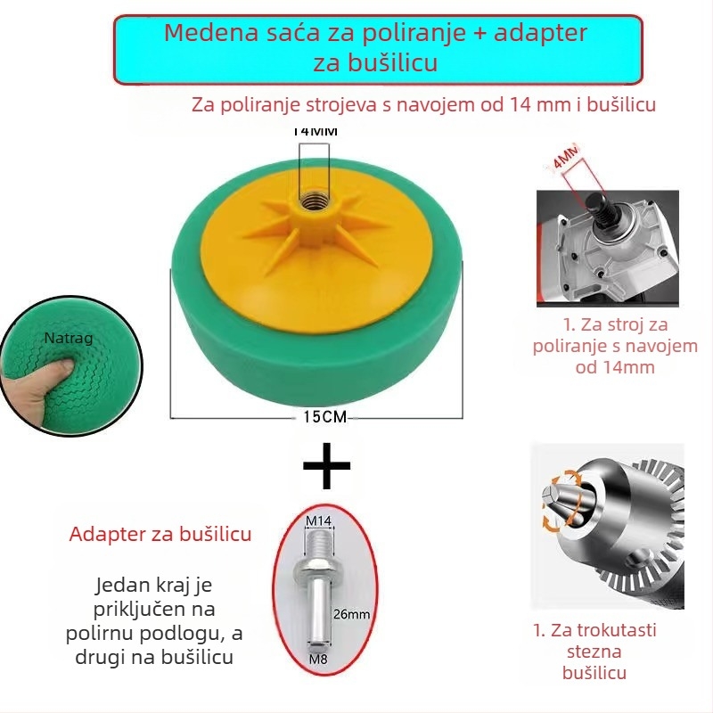 6-inčni komplet za poliranje automobila sa spužvastim kotačima i diskovima za nanošenje voska – Marka: Other; Tip: Other; Opseg primjene: Other; Serija: Other