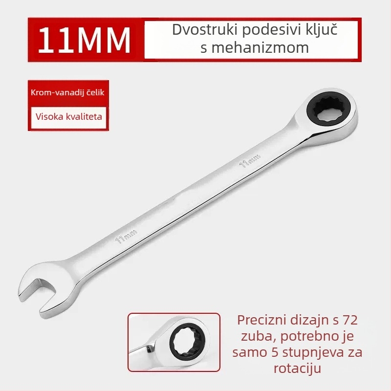 Dvostruki račnički ključ, kromiranje, krom-vanadijev čelik, težina 0.7