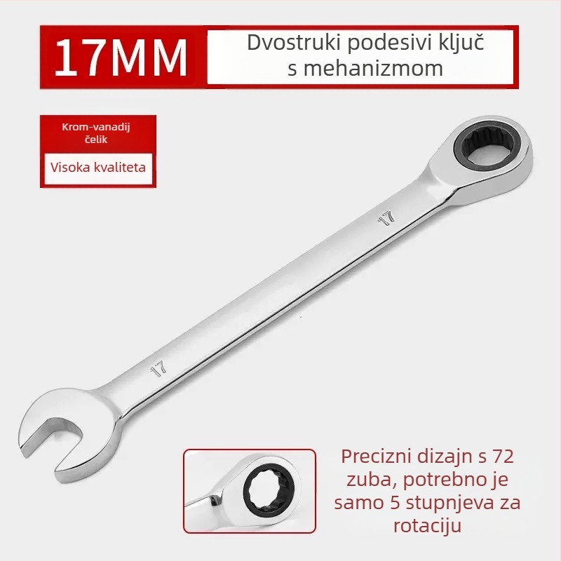 Dvostruki račnički ključ, kromiranje, krom-vanadijev čelik, težina 0.7