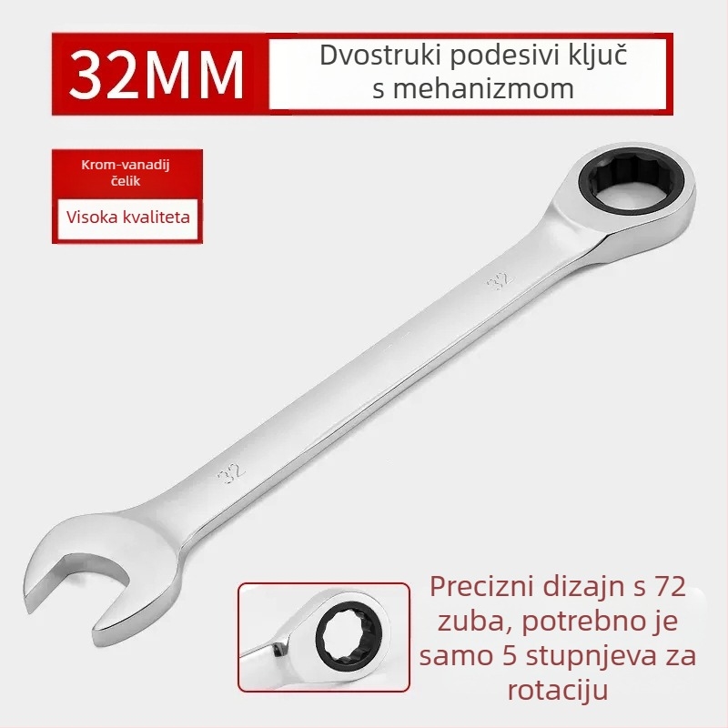 Dvostruki račnički ključ, kromiranje, krom-vanadijev čelik, težina 0.7