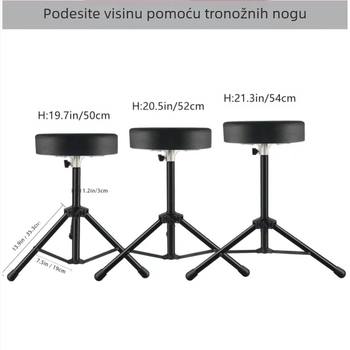 Stolica za bubnjeve, rotirajuća, debela verzija za odrasle i djecu, željezna konstrukcija, dodatak zapadnim udarnim instrumentima