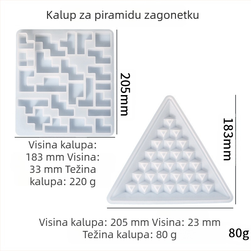 DIY silikonska smola piramidalna slagalica – silikonska forma za građevne blokove