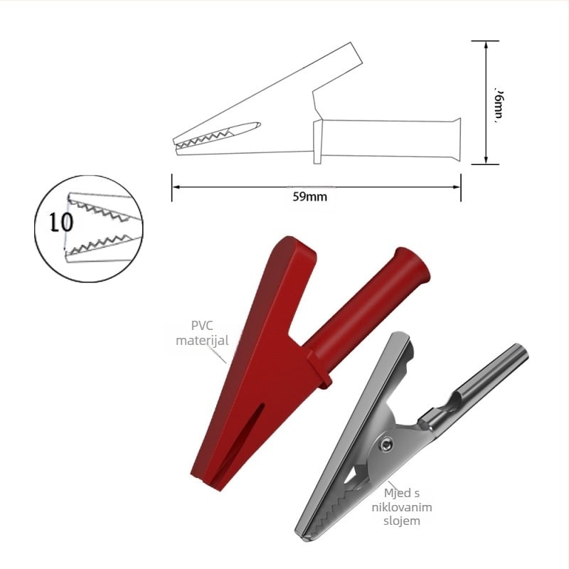35-dijelni set tester vodova s aligator klipsama i testnim iglama u plastičnom kućištu; izolacijski materijal: PVC/PA/bakar/nehrđajući čelik