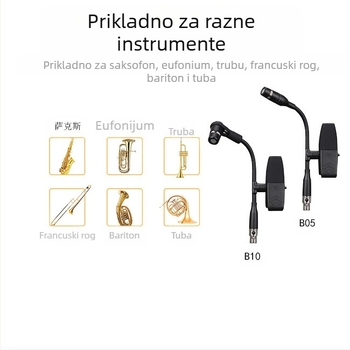 Bežični kondenzator mikrofon za glazbene instrumente: saksofon, rog i truba — Dr.MIC/teacher Mai; usmjerenje u obliku srca; SNR ≥85 dB