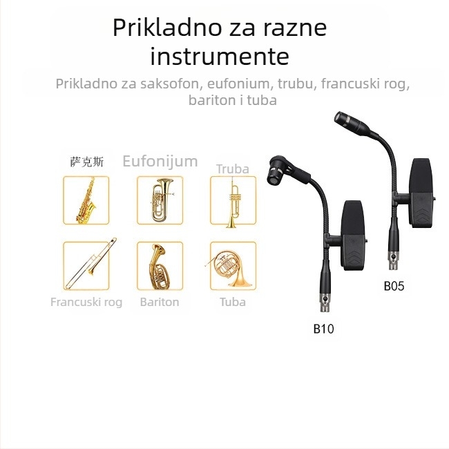 Bežični kondenzator mikrofon za glazbene instrumente: saksofon, rog i truba — Dr.MIC/teacher Mai; usmjerenje u obliku srca; SNR ≥85 dB