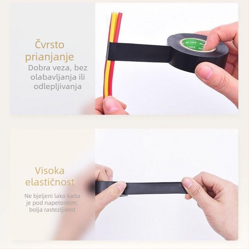 Električna izolacijska traka, PVC, ultra tanka, vatrootporna i vodootporna, jednostrana, s papirom za odvajanje, 10 rolni