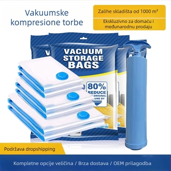 Debela prozirna vrećica za vakuumsku kompresiju s pumpom, PA+PE materijal, podrijetlo Zhejiang, paket od 10 kom.