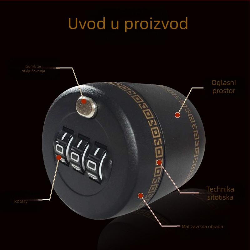 Brava za bocu vina s numeričkim kodom – PC tijelo, za čep vina, moderan minimalistički stil, mogućnost prilagodbe