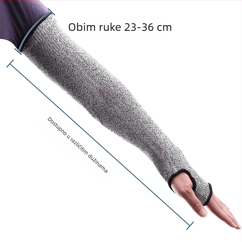 HPPE rukav protiv rezanja za podlakticu s otvorom za palac, razina otpornosti na habanje 5