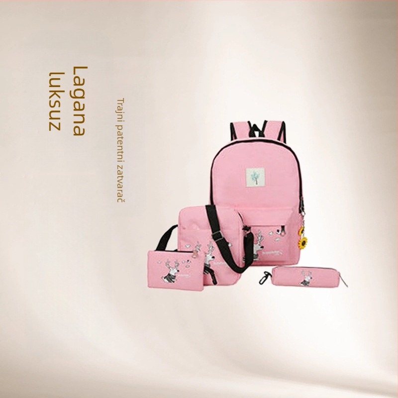 Ruksak s motiva jelena u japanskom stilu, sladak crtani dizajn, kapacitet 20–35 L, poliesterska tkanina, pretinac za prijenosno računalo