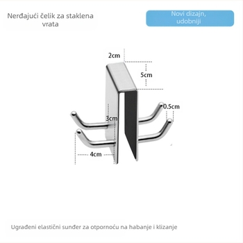 Kuka od nehrđajućeg čelika 304 za staklena vrata — kupaonski viseći kuk, moderni minimalistički stil, nosivost do 10 kg