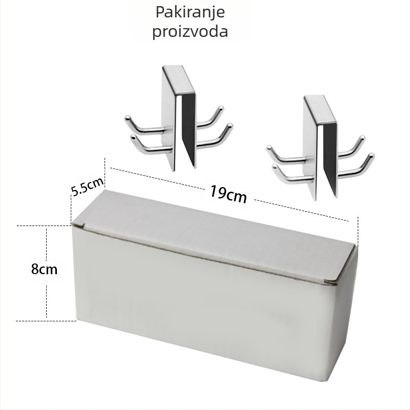 Kuka od nehrđajućeg čelika 304 za staklena vrata — kupaonski viseći kuk, moderni minimalistički stil, nosivost do 10 kg