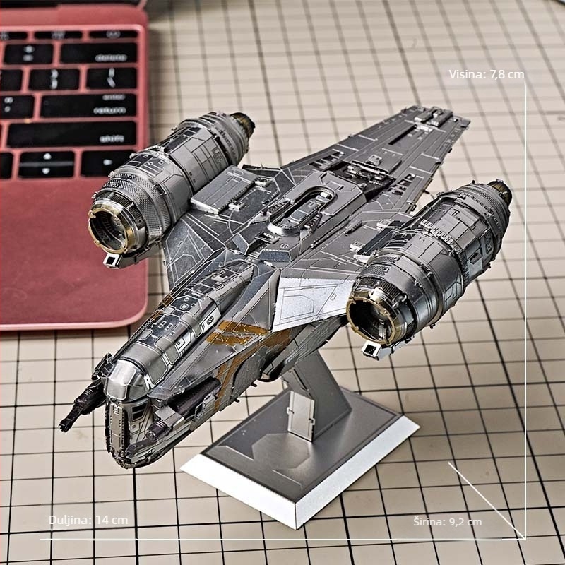 Razor Crest Mandalorian vozilo – Metalni DIY 3D puzzle Genus, za uzrast 15–35