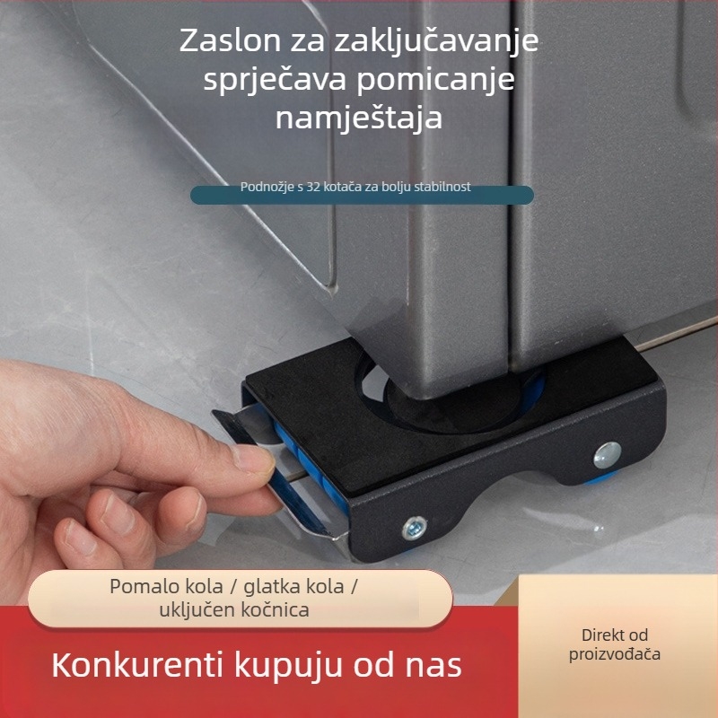 Osnovica za perilicu i hladnjak s podesivim, pomičnim nosačem, protukliznom podlogom, nehrđajući čelik, bez ugradnje, 80% novi plast