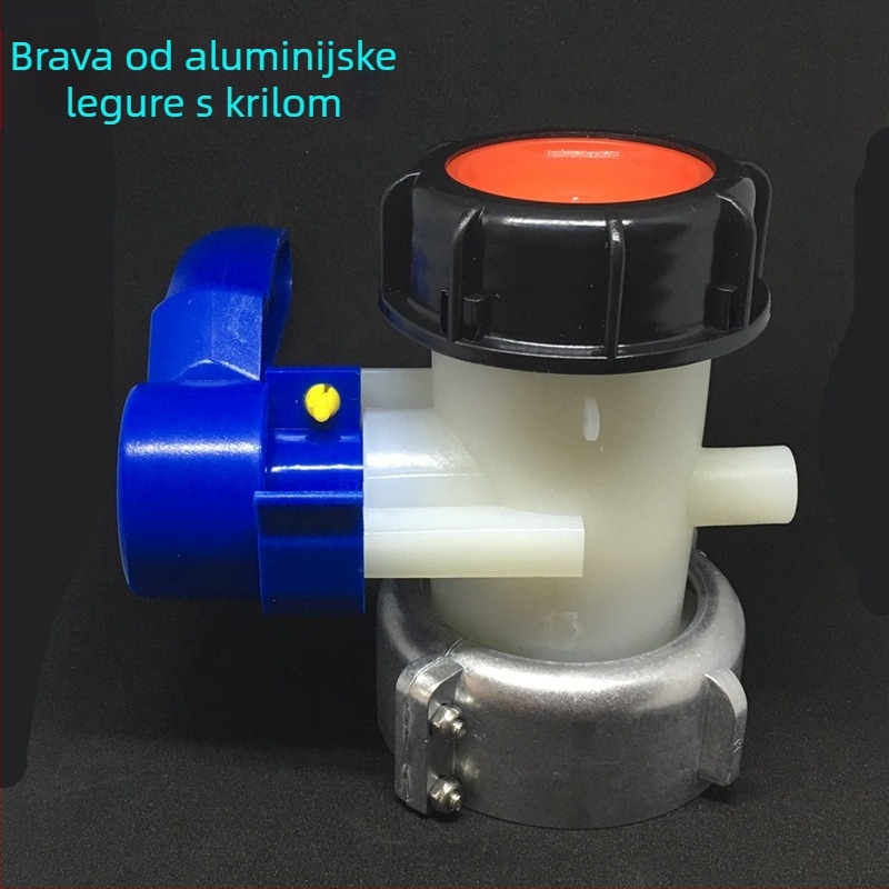 Leptir ventil IBC spremnik, DN50, otporan na kiseline i baze, plastična konstrukcija, 1–1.6 MPa