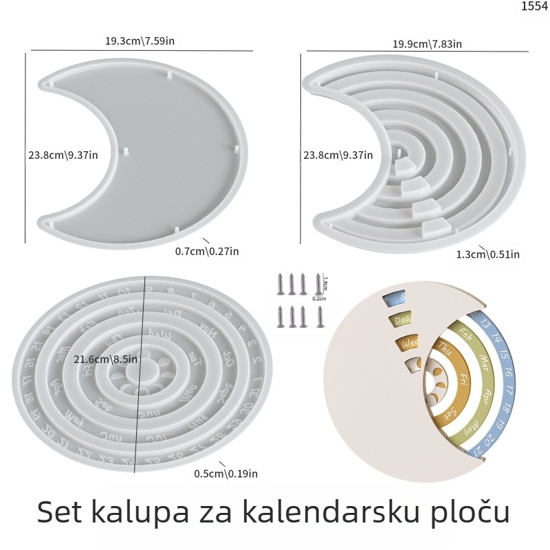 Poppy silikonska forma u obliku polumjeseca za DIY s gipsom i smolom