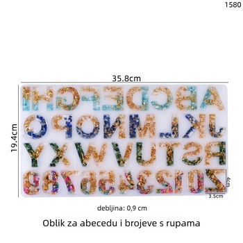 Poppy silikonska forma za privjesak – DIY kristalna smola, nepravilnog oblika, s brojevima i slovima