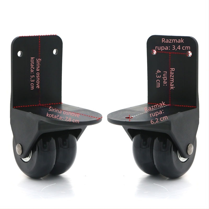 Shaper D026 plastični usmjeravajući kotači za dodatke za prtljagu – PVC jezgro, kotači s pravim kutom
