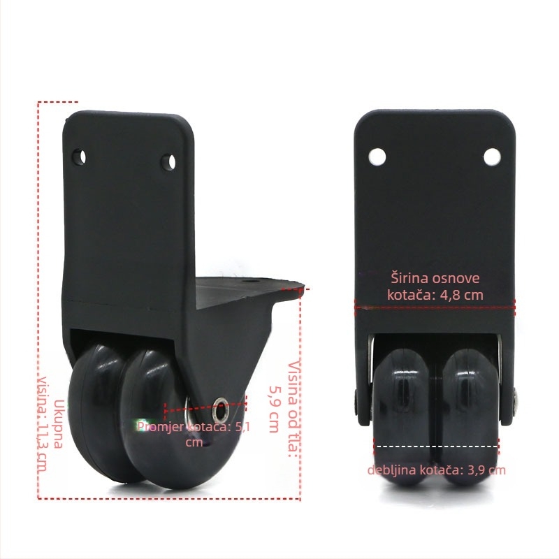 Shaper D026 plastični usmjeravajući kotači za dodatke za prtljagu – PVC jezgro, kotači s pravim kutom