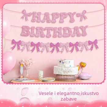 Bow-Tie Flag Glitter Birthday Banner za dekoraciju proslave rođendana (No flagpole)