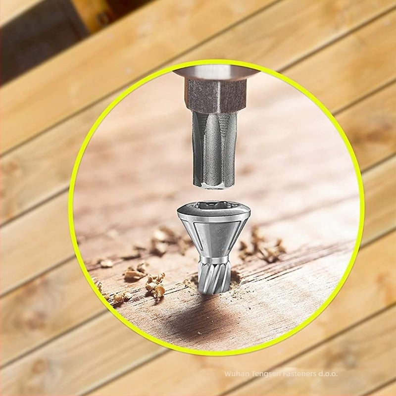 Vijak za terasu od nehrđajućeg čelika 304, razred A2-70, završna obrada True Color, marka Standard Jie