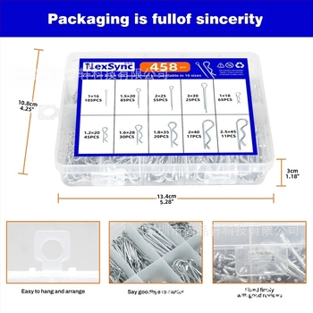 Set podijelnih pinova, 458 komada, od nehrđajućeg čelika ravni i tipa R, galvaniziranog čelika; marka Shangpinxuan, GB97