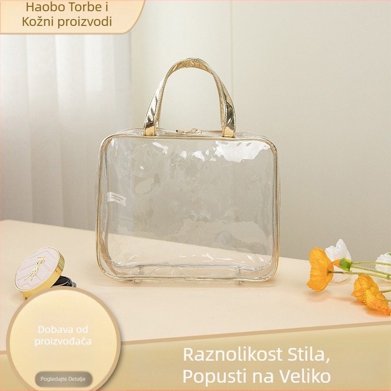 Prozirna PVC kozmetička torbica s odjeljivanjem suho/mokro, prijenosna, velik kapacitet