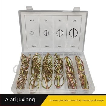 Set od 50 komada kručnih čepova: sigurnosni čepovi, opružni čepovi, pozicionirajući čepovi, brzi zaključavajući čepovi i čepovi za zaključavanje; završna obrada: metalna