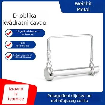 Vater D-tip kvadratni pin od nehrđajućeg čelika, sigurnosni pin za industrijske strojeve, elektroplatiranje završni premaz