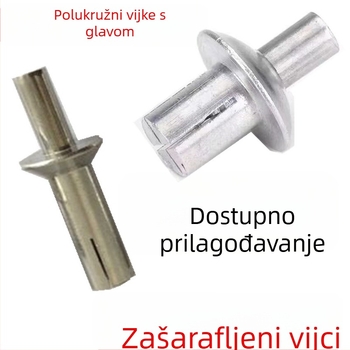 Aluminijske nitu s udubljenom glavom i polukružnom glavom, vučene nitu, promjer 6,4