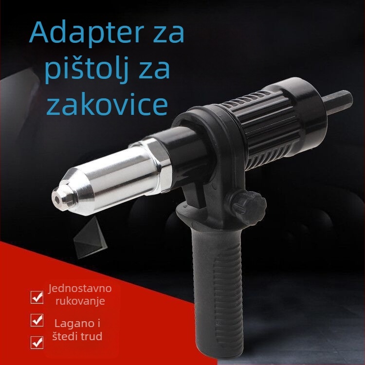 Bežični pištolj za nitu s adapterom za električnu bušilicu i poboljšanim dodacima za nitu