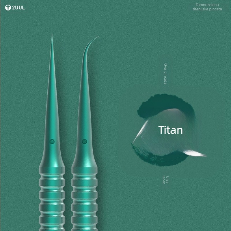 2UUL Titanijevom legura za popravak mobitela – pincete s oštrim vrhom, ravnim ili zakrivljenim vrhom, ručno polirane, izuzetno tvrde