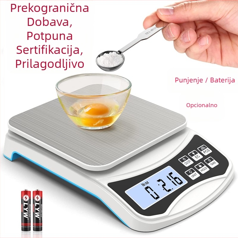 CX-598 kuhinjska digitalna vaga (0,5–10 kg, elektroničko mjerenje, AAA/USB napajanje)