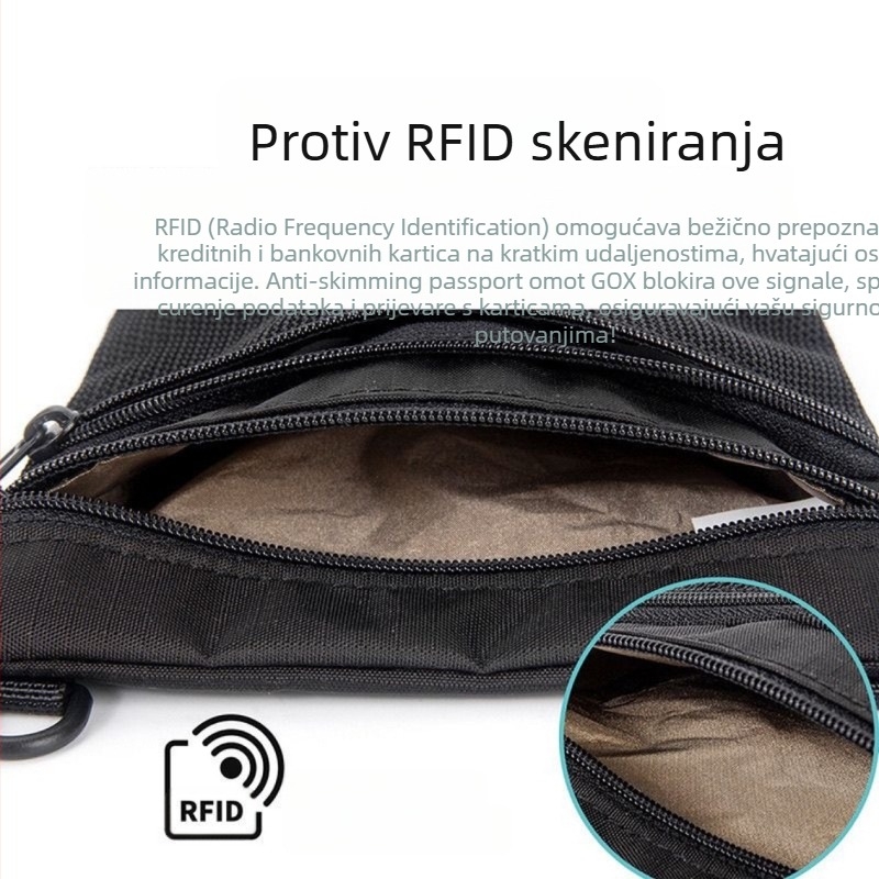 RFID-blokirajući držač za putovnicu s džepom za telefon, unisex, gradski minimalistički stil, poliester, podstava od najlona
