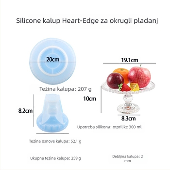Silikonska kalupa za okrugli pladanj voća sa srcolnim rubom (silikon; kalupa za pečenje/tortu)