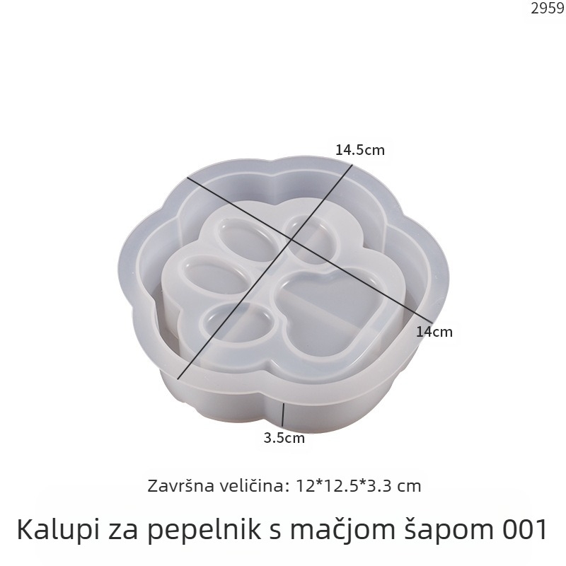 Silikonska kalupa za smolu – pepeljara u obliku mačje šape i kutija za pohranu, nepravilnog oblika, prilagodljivo