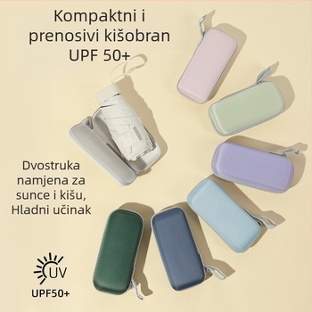 Kišobran kapsulnog oblika za žene, s 6 rebara, 210T tkanina, UPF >40, ručno otvaranje i zatvaranje, težina 220 g