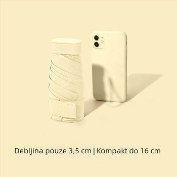 Kišobran kapsulnog oblika za žene, s 6 rebara, 210T tkanina, UPF >40, ručno otvaranje i zatvaranje, težina 220 g