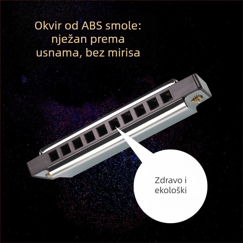 Blues harmonika s 10 rupa, u ključu C, model BA10, materijal zvučnih rupa: smola