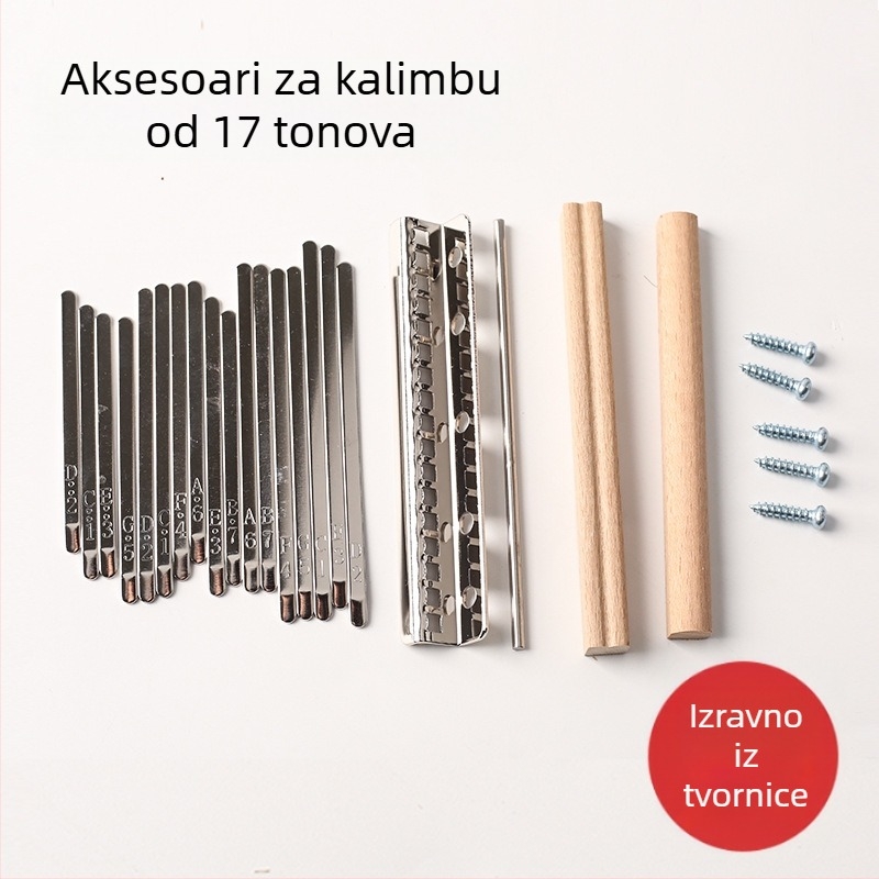 Kalimba s 17 tonova – ključevi od mangana čelika s niklovanim premazom, pakiranje: vrećica s mjehurićima